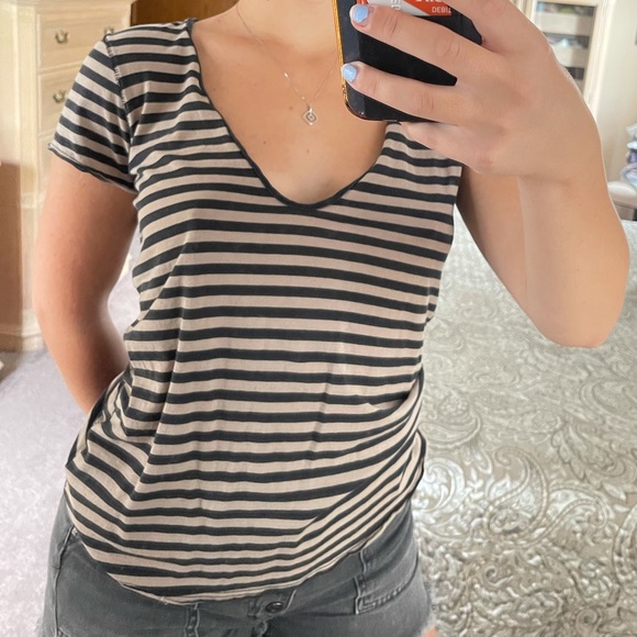 Free People Striped Brown Top - Picture 2 of 2